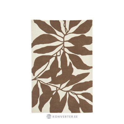 Beige-ruskea lehtikuvioinen villamatto (lando) 120x180 ehjä