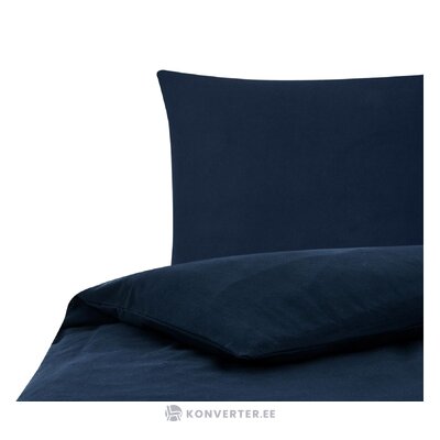 Tumši zils kokvilnas gultas veļas komplekts 2-daļīgs (biba) komplektēts