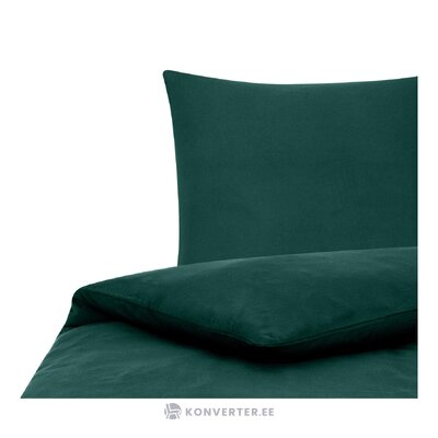 Tumši zaļa flaneļa gultas veļas komplekts (biba) 135x200cm + 80x80cm komplektā