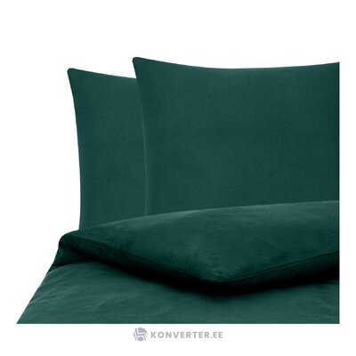 Tumši zaļš kokvilnas gultas veļas komplekts 2-daļīgs (biba) komplektēts