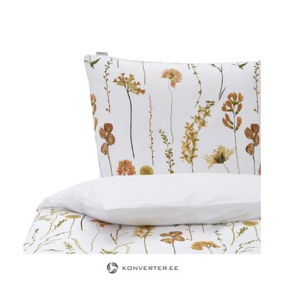 Kokvilnas gultas veļas komplekts ar ziedu motīvu, 2-daļīgs ārpuse (gultas namiņš) neskarts