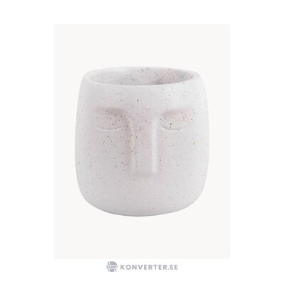 White concrete flower pot face (pt living) intact