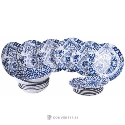 Глиняный набор посуды в голубых тонах, 18 предметов, трагара (галилео) нетронутая
