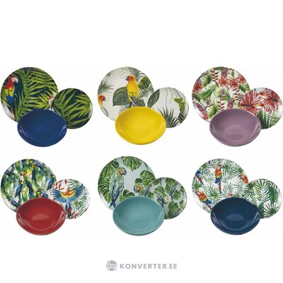 Porcelain design dinnerware set 18-piece parrot jungle (villa d&#39;este) intact