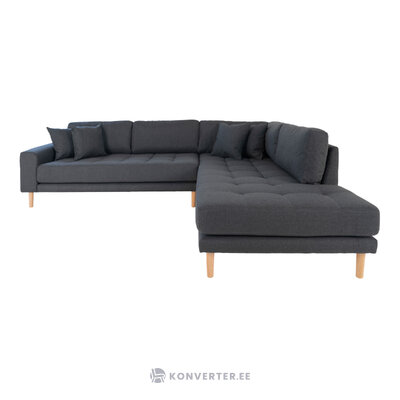 Tamsiai pilka kampinė sofa (lido atviru galu) 257x220 cm