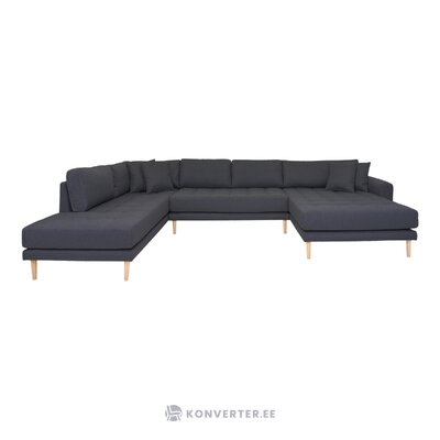 U-muotoinen tummanharmaa sohva (avopää lido) 370x220cm