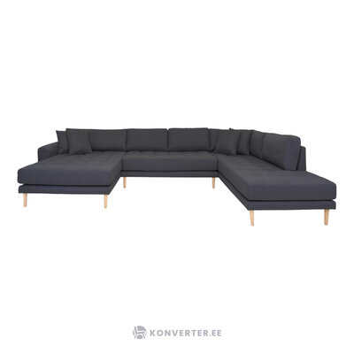 U-muotoinen tummanharmaa sohva (avopää lido) 370x220cm