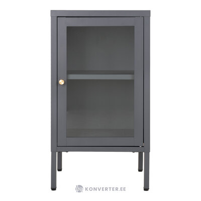 Gray powder-coated display cabinet with metal frame and glass doors 70x38x35 cm (dalby)