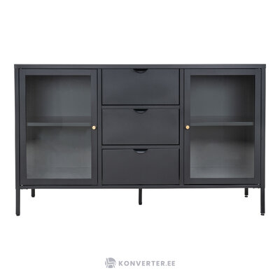 Powder-coated sideboard with 3 drawers, metal frame and glass doors 140x85x40 cm (dalby)