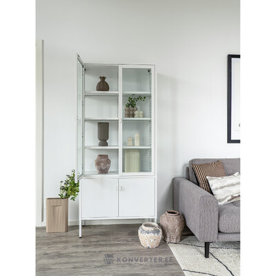 Sideboard with white powder-coated metal frame and glass doors 180x80x35 cm (brisbane)