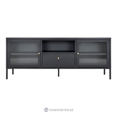 TV stand with powder-coated metal frame and glass doors and drawer 60x160x35 cm (dalby)