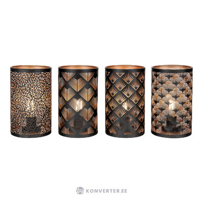Black metal lace led lanterns with copper content 4 different styles/60pcs in a set (nata)