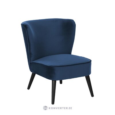 Blue velvet armchair (robine) with a beauty flaw