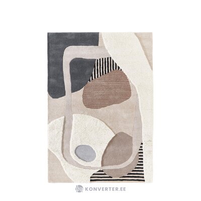 Rankomis austas vilnos kilimas su abstrakčiu struktūriniu raštu (rosco) 160x230 su grožio trūkumais