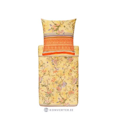 2-piece pallanza (bassetti) cotton bedding set with floral pattern in yellow tones