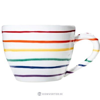 Arbatos puodelis regenbogen (gmundner keramik) su spalvotomis juostelėmis nepažeistas