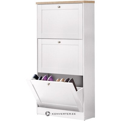 White-brown shoe cabinet with 3 flaps