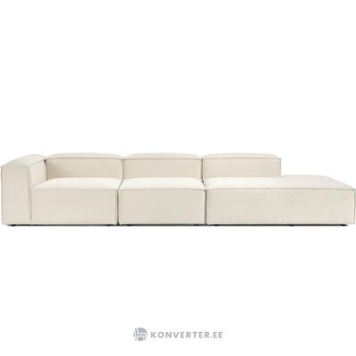 Šviesi didelė modulinė sofa su prailginta dalimi (Lennon) 357cm su grožio defektu.