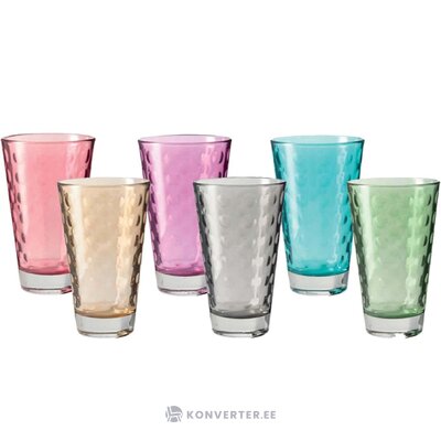 Colored long drinking glasses 6 pcs optic (leonardo)