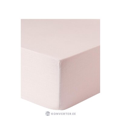 Льняная простыня на резинке светло-розового цвета (воздушная) 140х200.