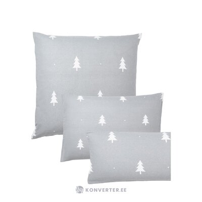 Light gray cotton pillowcase with fir motif (x-mas tree) 80x80