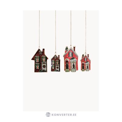 Christmas decoration hanging houses, 4 pcs