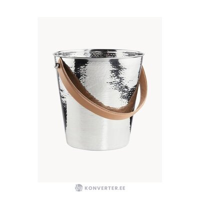 Silver bottle cooler with leather handle (lord)