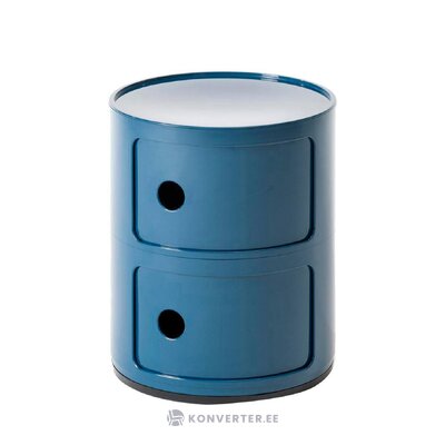 Mėlyno dizaino naktinis staliukas componibili (kartelė) su grožio trūkumu