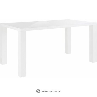 Baltas blizgus valgomojo stalas