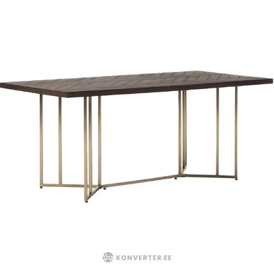 Обеденный стол из дерева манго с золотистыми металлическими ножками 180см (luca) с изъяном красоты