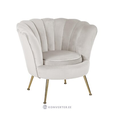 Light gray design velvet armchair (oyster) intact