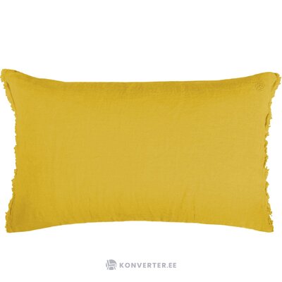 Keltainen pellava tyynyliina pysy täällä (zoeppritz) 30x50
