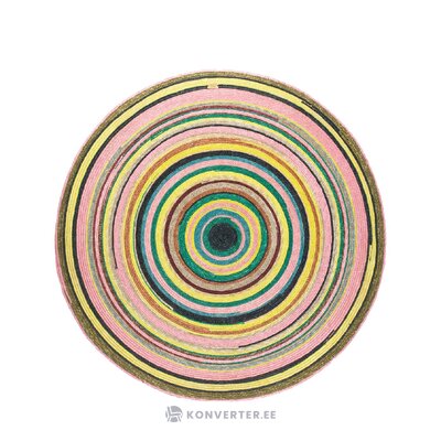 Pyöreä värikäs vehnän olkimatto alfombra (zahati) d=92 kauneusvirheillä