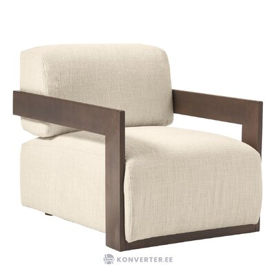 Kermanvalkoinen massiivipuinen nojatuoli (cooper), jossa kauneusvirhe