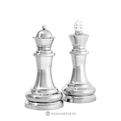 Koristeellinen hahmosarja, jossa on 2 shakkikuningasta ja -kuningatarta (eichholtz), jossa on kauneusvirheitä.