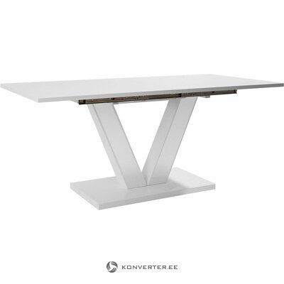 Valkoinen kiiltävä laajennettava ruokapöytä (leveys 180-220 cm)