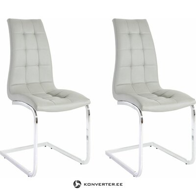 Light gray chair with metal legs