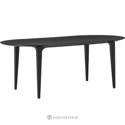 Musta soikea massiivipuinen ruokapöytä (archie) 100x200 tahroilla.