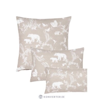 Puuvillainen tyynyliina eläinkuviolla (animal toile) 60x70