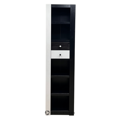 Large black solid wood shelf 2 drawers