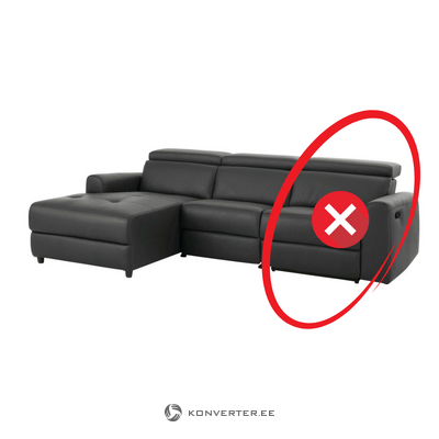 Tamsiai pilka odinė kampinė sofa su atsipalaidavimo funkcija (sentrano)