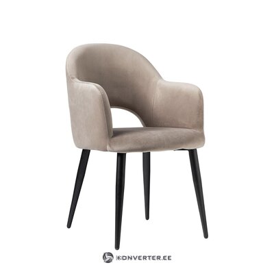 Светло-серо-черное бархатное кресло (Рэйчел) с косметическими изъянами.