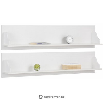 Solid wood wide wall shelf with white stain (melissa)