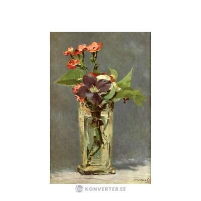 Maali reproduktsioon (Carnations and Clematis in a Crystal Vase)