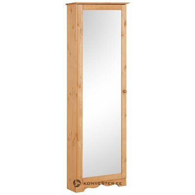 Высокий светло-коричневый обувной шкаф с зеркальной дверцей (мини)