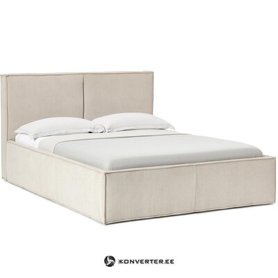 Beige samettinen sänky säilytyslaatikolla (Dream) 180x200