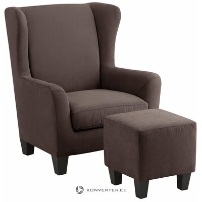 Velvety dark brown armchair