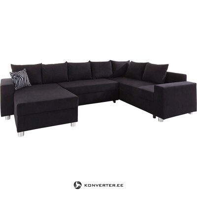 Black corner sofa with beauty flaws.