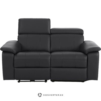 Melns 2-vietīgs ādas dīvāns ar relaksācijas funkciju Binado vesels