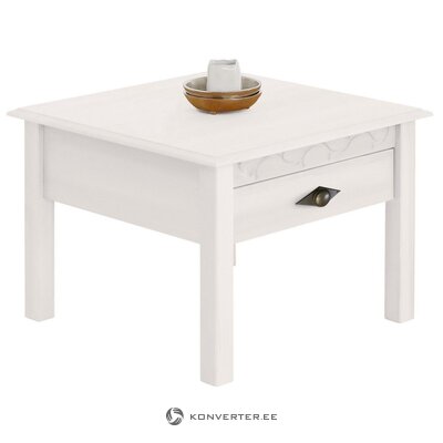 White solid wood table with drawer
